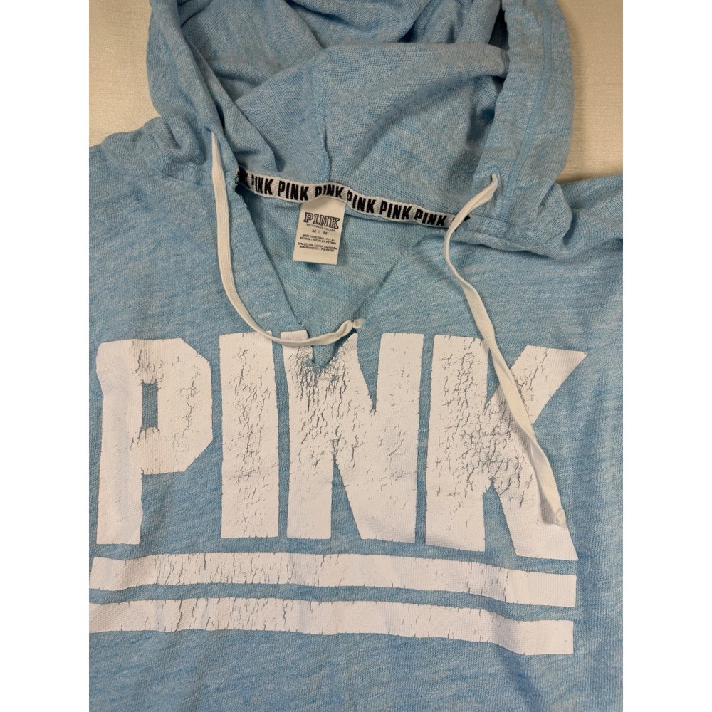Vintage Victorias Secret PINK Sweater Womens M Blue Hoodie Sweatshirt Y2K Beachy